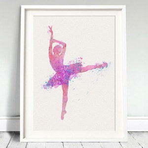 BALLERINA Pink Watercolor Art Print Ballet Dancer Poster Classic Dance Painting Art Print Wall Art Poster Giclée Wall Decor Art (10-Nº7)