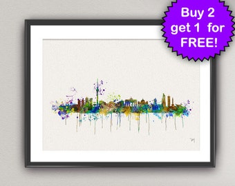 BERLIN Skyline Watercolor Art Print germany Europe Countries Ink Painting illustrations Art Print Wall Art Poster Wall Decor Home (23-Nº1)