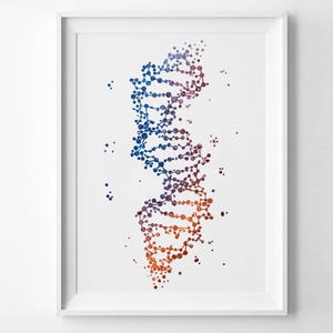 DNA Print Art Watercolor Science Art Human DNA Biology Print Science Art Print Symbol Particle Art Poster Wall Decor Universe (21-N8)
