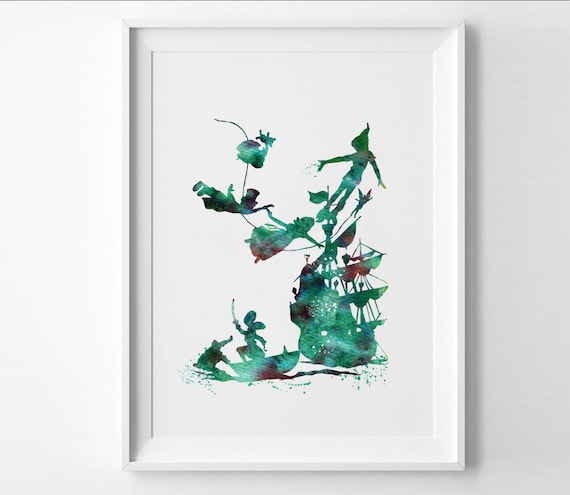 PETER PAN Art Watercolor Print Wendy Kids Peter Pan Prints Art Print Wall Art Gift Decor Poster Wall Decor Art Home art for kids (54-Nº3)