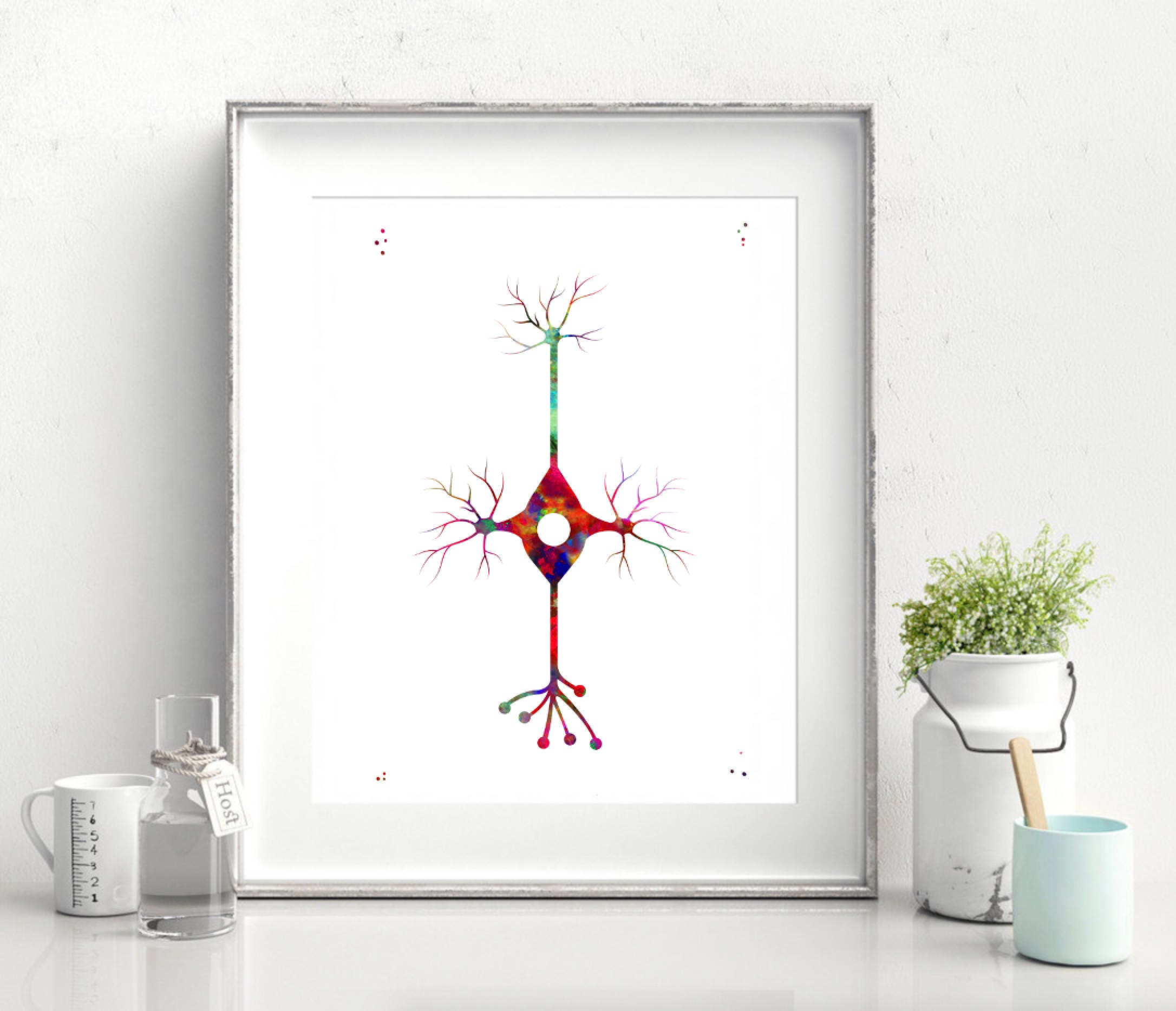 Neuron Cell Art Print Watercolor Neurons Synapses Print Brain Cells ...