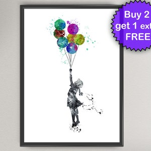 BALLOON GIRL Print Ink Banksy Painting Graffiti illustration Art Print Wall Art Gift Decor Poster Giclée Wall Decor Art Home Decor (11-Nº1)