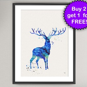 STAG Watercolor Art Print  Animal Deer Ink Painting illustrations Art Print Wall Art Poster Giclée Wall Decor Art Home (6-Nº1)