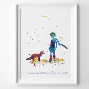 Le Petit Prince aquarela Pequeno Príncipe citação Saint Exupéry O Pequeno Príncipe arte Arte Citação Decoração de berçário Impressão Presente para crianças Pôster (56-Nº5)