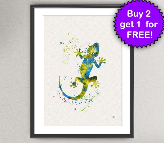 Wall Decor Blue Gecko Art Print Abstract Watercolor Painting Wall Decor Blue Gecko Art Print Abstract Watercolor Painting