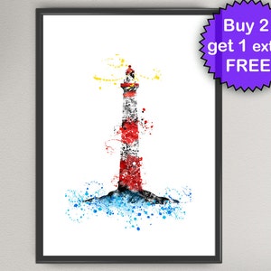 LIGHT HOUSE Coast Watercolor Art Print Sea Ink Painting Ocean illustrations Art Print Wall Art Poster Giclée Wall Decor Art Home (52-Nº1)