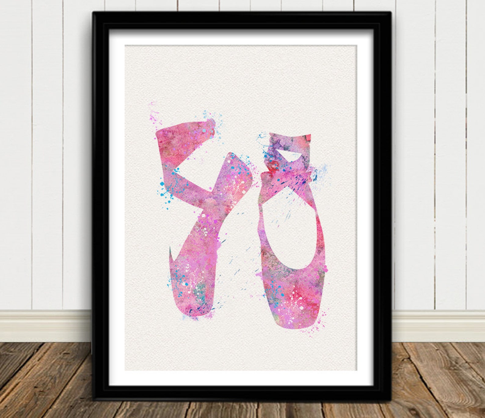 ballerina shoes pink watercolor art print ballet shoes ink classic dance painting illustrations art print wall art wall decor ar