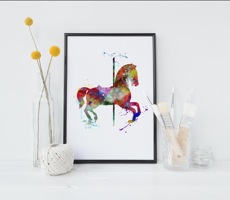 Carousel Horse Art Print Horse Watercolor Park Print Baby Etsy carousel-horse-art-print-horse-watercolor-park-print-baby-etsy