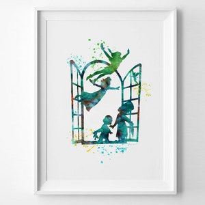 PETER PAN Prints Disney Inspired Watercolor Print illustration Art Print Gift Decor Poster Wall Decor Art Home Decor colourful art (54-Nº5)