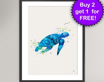 SEA TURTLE Watercolor prints Sea Life poster Painting Underwater illustrations Art Print Wall Art Poster Giclée Wall Decor Art Home (46-Nº1)