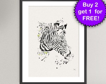 ZEBRA Watercolor Art Print Animal Poster Birthday Gift for Girlfriend House Warming Gift Bedroom Wall Art Poster Wall Decor Art Home (6-Nº1)