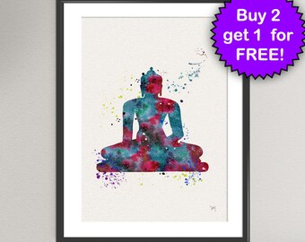 YOGA BUDDHA Watercolor Art Print Lotus Posture Ink Painting Yoga Studio illustrations Art Print Wall Art Poster Wall Decor Home (31-Nº2)