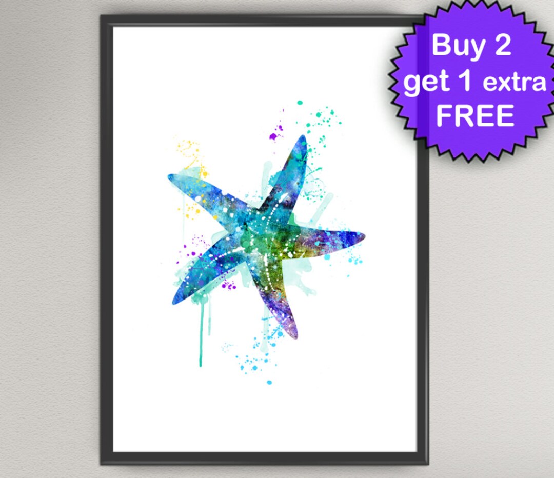 STARFISH Watercolor Art Print Sea Star Life Marine Birthday Gift ...