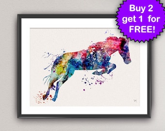 HORSE Watercolor Art Print Animal Stallion Ink Painting illustrations Art Print Wall Art Poster Giclée Wall Decor Art Home (6-Nº4)