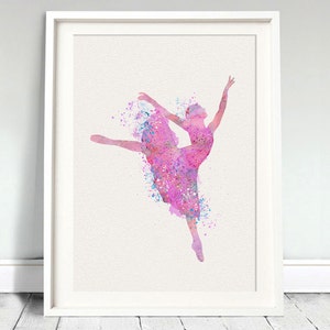 BALLERINA Pink Watercolor Art Print Ballet Dancer Baby Shower Birthday Gift Nursery Classic Dance Wall Art Poster Giclée Wall Decor (10-Nº6)