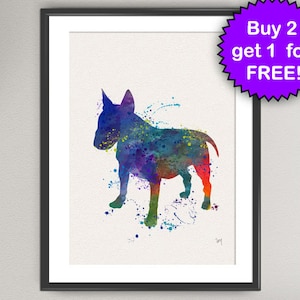 BULL TERRIER DOG Watercolor Art Print Animal Dog Puppy Ink Painting illustrations Art Print Wall Art Poster Wall Decor Art Home (6-Nº3)