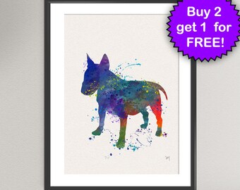 BULL TERRIER DOG Watercolor Art Print Animal Dog Puppy Ink Painting illustrations Art Print Wall Art Poster Wall Decor Art Home (6-Nº3)