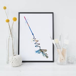 Nazca Lines Heron Art Acquerello Peruviano Art Print Native Archaeology stampa Art Poster Stampa Pittura nativa (51-No12)