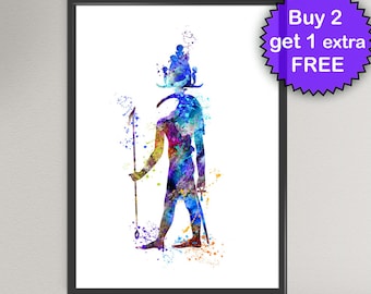 THOTH Watercolor Art Print Egyptian God of Ancient Egypt Ink Painting illustrations Art Print Wall Art Poster Giclée Wall Decor Home (29-N5)