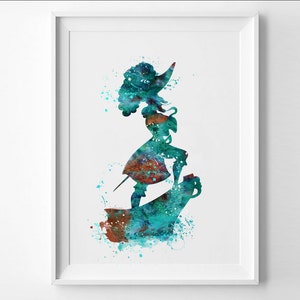 PETER PAN Captain Hook Inspired Watercolor Print art for kids Ink Art Print Wall Art Gift Decor Poster Wall Decor Art Home Decor (54-Nº8)