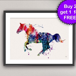 HORSE Watercolor Art Print Animal Stallion Ink Painting illustrations Art Print Wall Art Poster Giclée Wall Decor Art Home (6-Nº3)