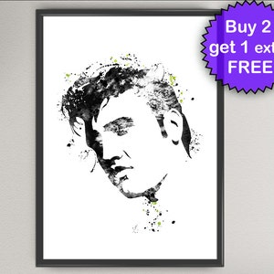ELVIS PRESLEY Aquarel Art Print Rock Star Inkt Schilderij Muziek illustraties Art Print Wall Art Poster Giclée Wall Decor Home (32-Nº1)