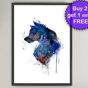 WOLF Watercolor Art Print  Animal Portrait Ink Painting illustrations Art Print Wall Art Poster Giclée Wall Decor Art Home (6-Nº2)