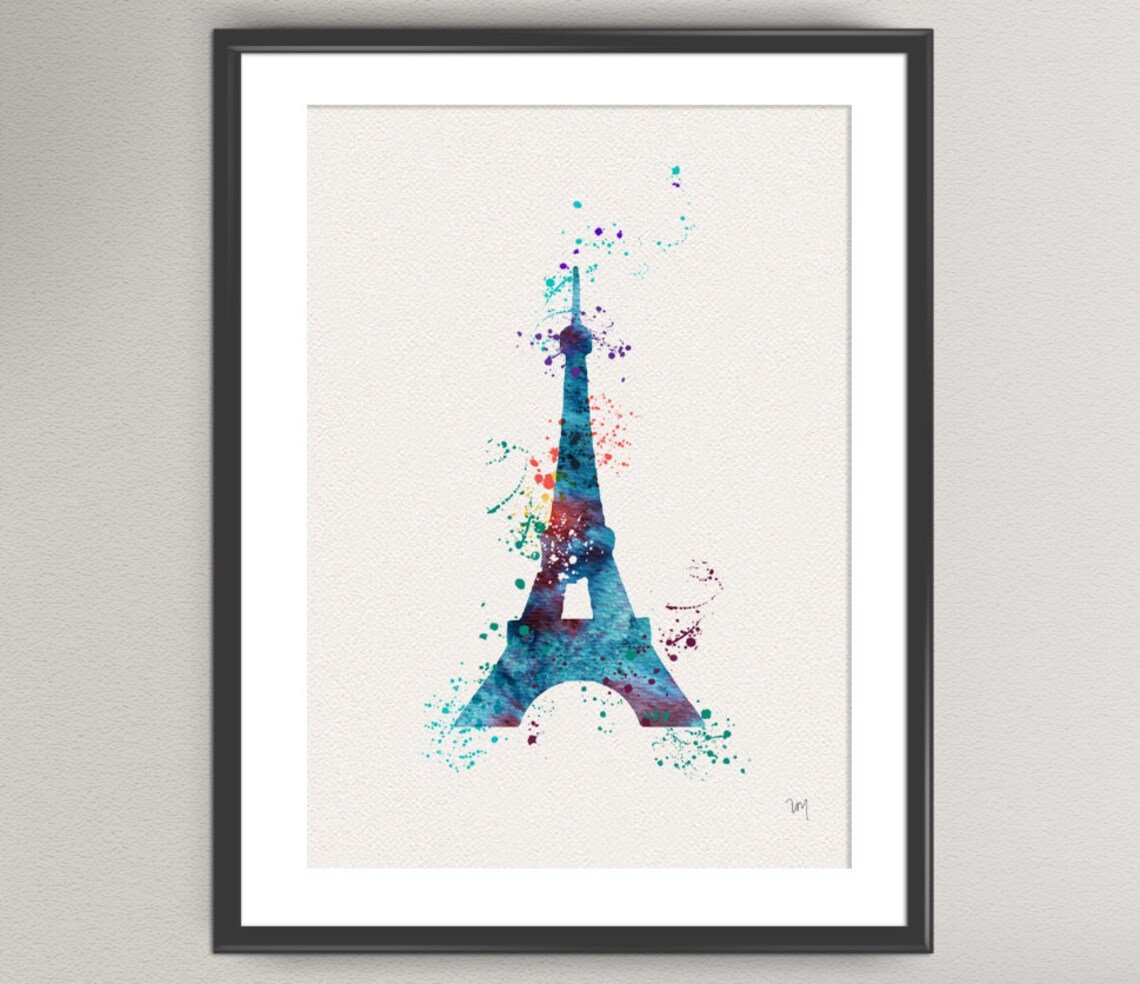 EIFFEL TOWER Watercolor Print Paris Ink Painting Illustration | Etsy