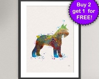 SCHNAUZER hond Aquarel Art Print Verjaardagscadeau Hond Puppy Mini Schnauzer Inkt schilderij Kunst Print Wall Art Poster Giclée Wall Decor (6-Nº6))