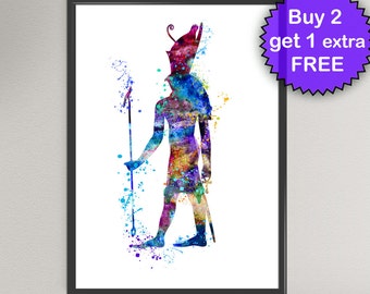 HORUS Watercolor Art Print Egyptian God of Ancient Egypt Ink Painting illustrations Art Print Wall Art Poster Giclée Wall Decor Home (29-N3)