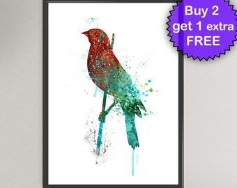 CANARY Bird Watercolor Art Print Bird Painting Ink Watercolor illustrations Art Print Wall Art Poster Giclée Wall Decor Home (8-Nº4)