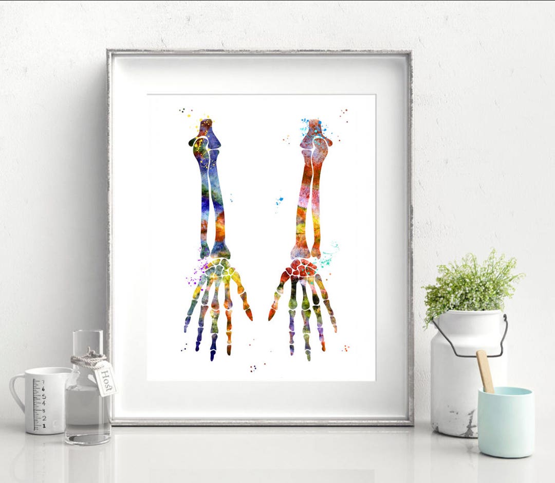 Hand Bones Watercolor Print Anatomy Human Print Anatomy Art Print Human ...