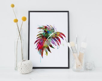 TROPICAL Watercolor Art Print Leaves leaf tropical art Leaf Leaves Ink tropical decor Art Print Wall Art Poster Wall Decor (37-Nº6)