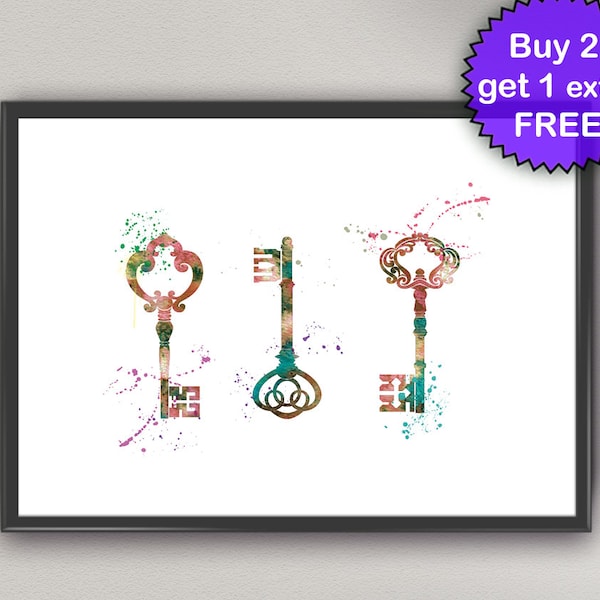 Antique Keys Print Etsy