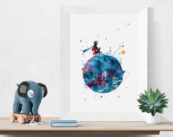 The Little Prince inspired Watercolor art Print The Little Prince quote Ink Print Art Painting Wall Gift Decor Poster Wall Exupery (56-Nº3)