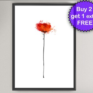 RED POPPY Watercolor Flower Nature Watercolor Art Print Wedding Gift Floral Wall Art Prints  Mother&#39;s day gifts floral painting (33-Nº1)