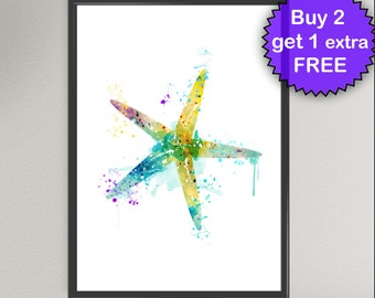 STARFISH Watercolor Art Print Sea Star Life Birthday Birthday Gift Underwater Art Print Wall Art Poster Giclée Wall Decor Art Home (46-Nº2)