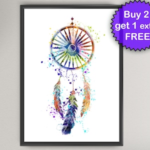 Dream Catcher Print Art Wall Decor, Digital Print the Dream Catcher No.1,  Dream Catcher Digital Illustration Poster, Wall Quote - Etsy