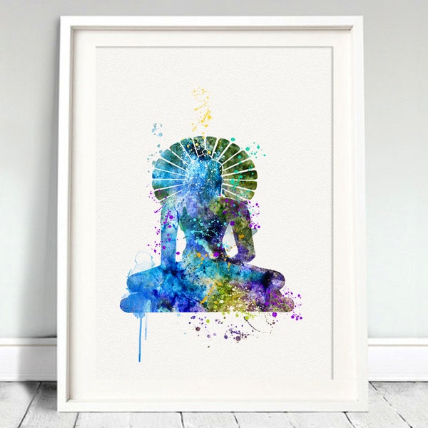 YOGA BUDDHA Watercolor Art Print Lotus Posture Yoga Studio Ink Painting buda prints Art Print Wall Art Poster Wall Decor Home (31-Nº5)