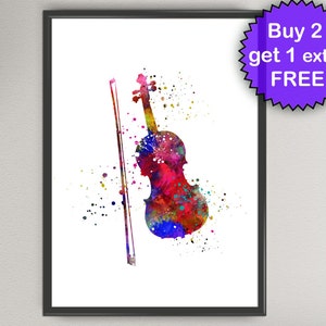 VIOLIN Watercolor Art Print Music Instrument Ink Art Painting illustrations Art Print Wall Art Poster Giclée Wall Decor Art Home (39-N7)