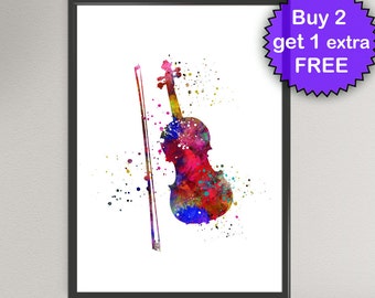 VIOLIN Watercolor Art Print Music Instrument Ink Art Painting illustrations Art Print Wall Art Poster Giclée Wall Decor Art Home (39-N7)