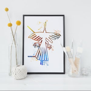 Nazca Lines Condor Art Art Art Print Arte Originale Archeologia Stampa Art Poster Print Painting Native (51-No10)
