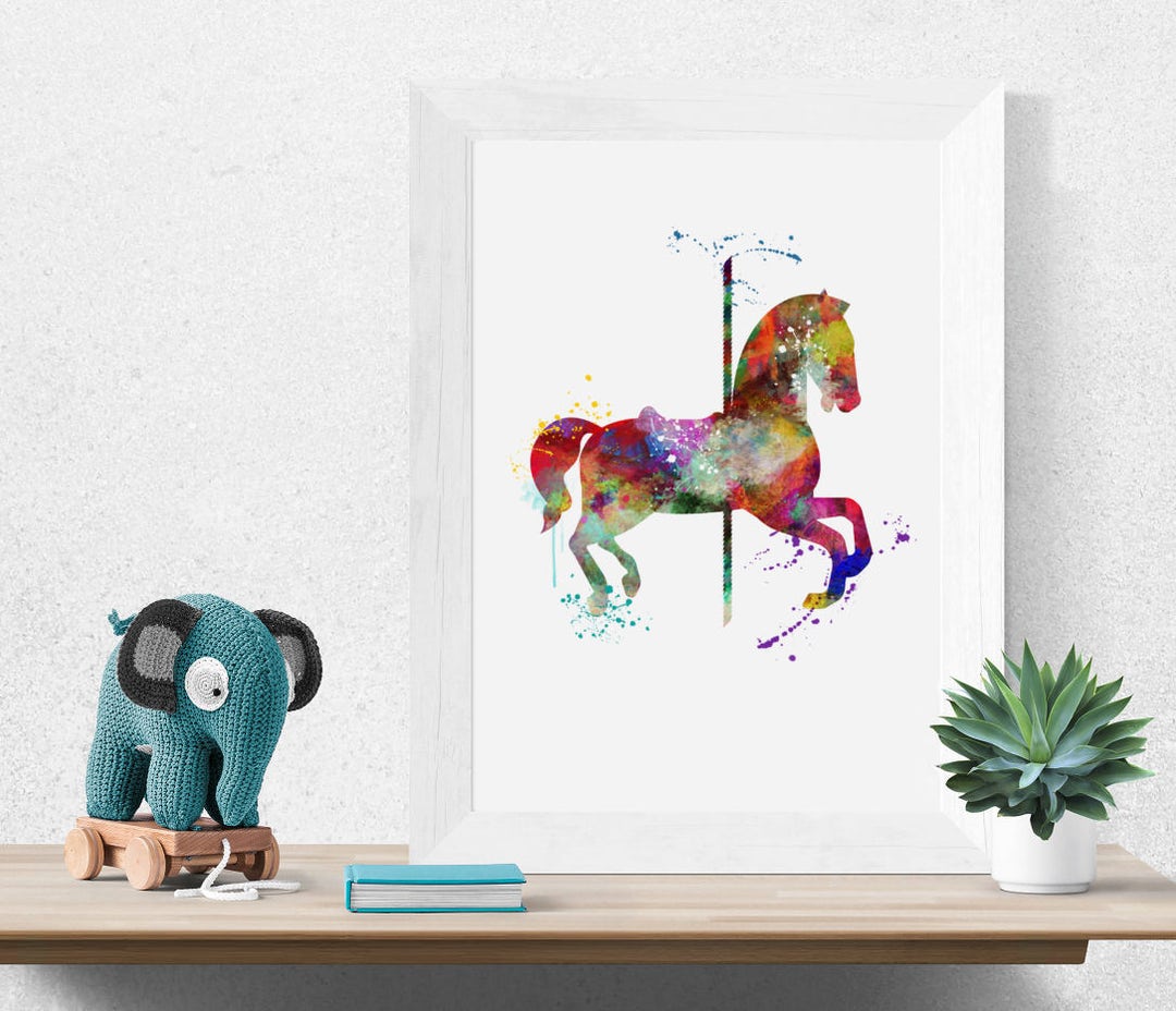 Carousel Horse Art Print Horse Watercolor Park Print Baby Shower Child carousel-horse-art-print-horse-watercolor-park-print-baby-shower-child