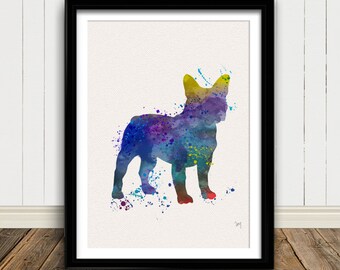 FRENCH BULLDOG Watercolor Art Print Animal Dog Puppy Birthday Gift Ink Painting Art Print Wall Art Poster Giclée Wall Decor Home (6-Nº5)