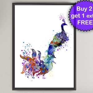 PEACOCK Watercolor Art Print Bird Poster Birthday Bedroom Gift House Warming Art Decorative Print Wall Art Poster Wall Decor Home (8-Nº13)