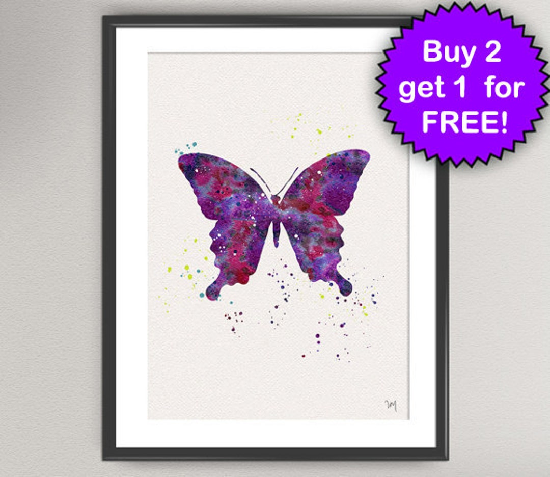 BUTTERFLY Watercolor Art Print Ink Colorful Vintage Painting ...