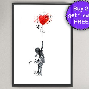 BALLON MEISJE Print vriendin cadeau Bedrrom geïnspireerd Banksy Graffiti Art Print muur kunst cadeau decor poster muur decor Art Home decor (11-Nº3)