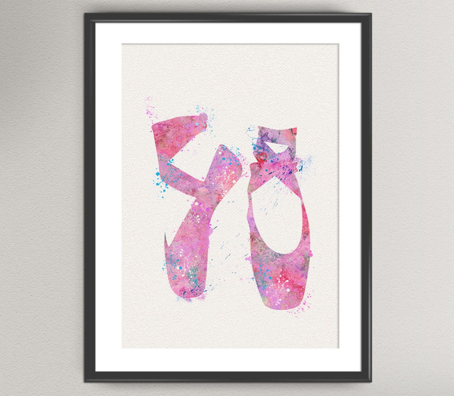 ballerina shoes pink watercolor art print ballet shoes ink classic dance painting illustrations art print wall art wall decor ar