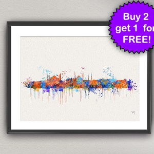 ISTANBUL Skyline Watercolor Art Print Turkey Countries Ink Painting illustrations Art Print Wall Poster Wall Decor Home (23-Nº1)