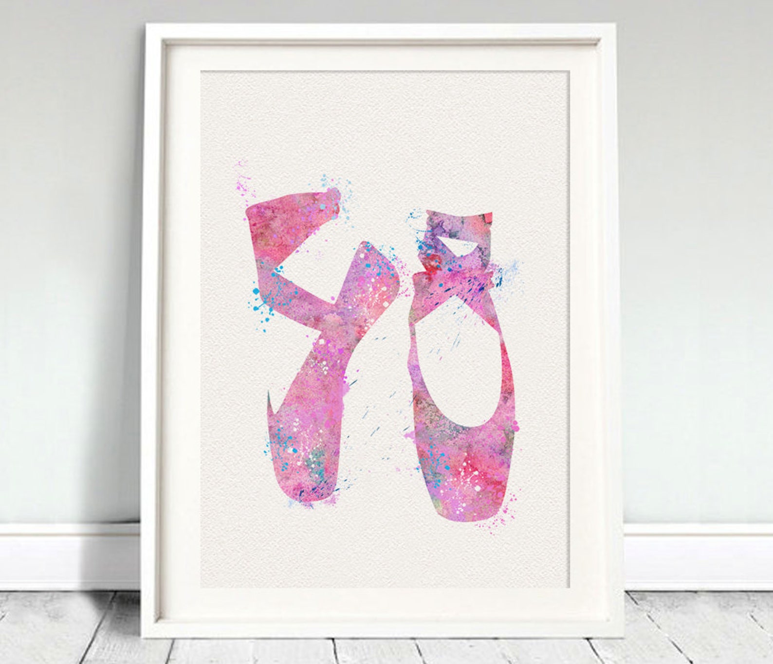 ballerina shoes pink watercolor art print ballet shoes ink classic dance painting illustrations art print wall art wall decor ar